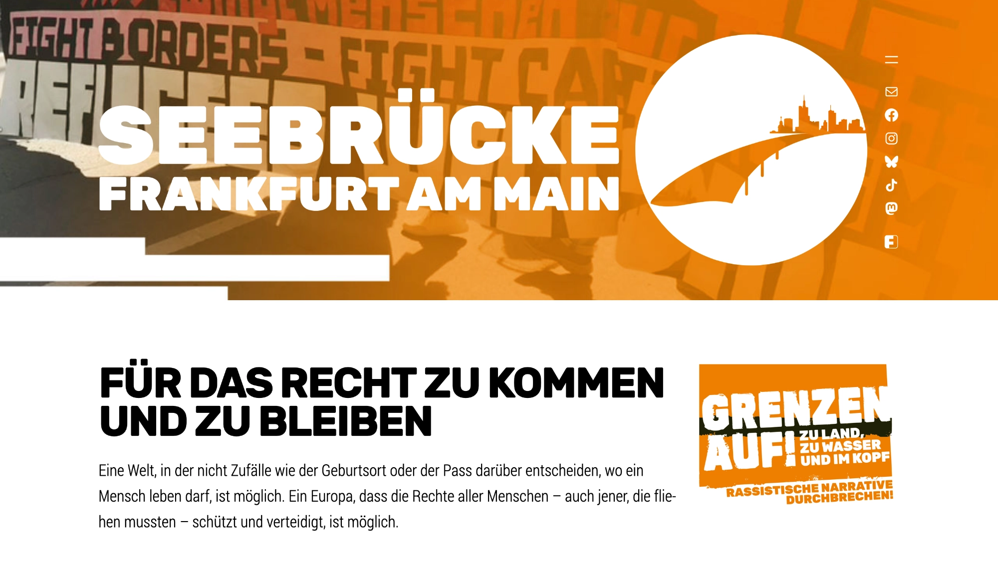 Seebrücke Frankfurt: Website: Startseite Desktop Detail